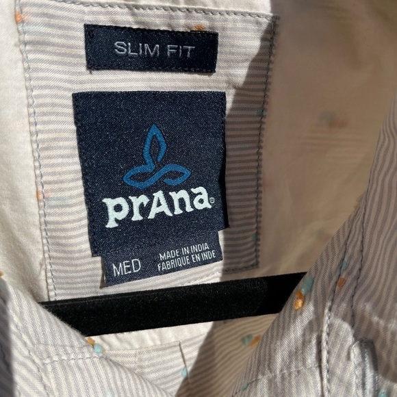 Men's PrAna Button-Down Shirt Multicolor Geometric  M Cotton Hippy BOHO City - Picture 10 of 12